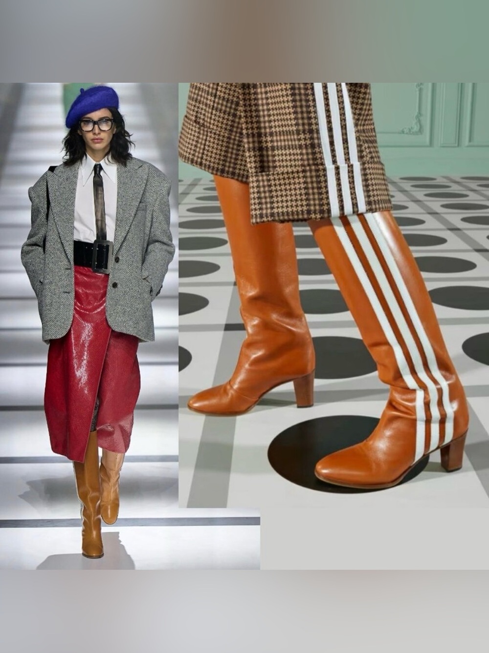 Gucci x Adidas Leather Knee High Boots